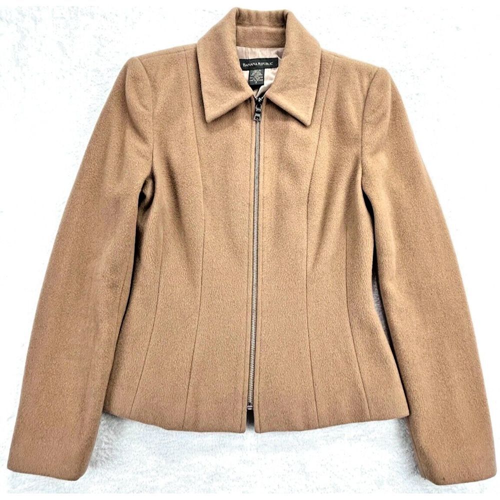 Banana Republic Camel Jacket Women 2 Full Zip Blaze Cashmere